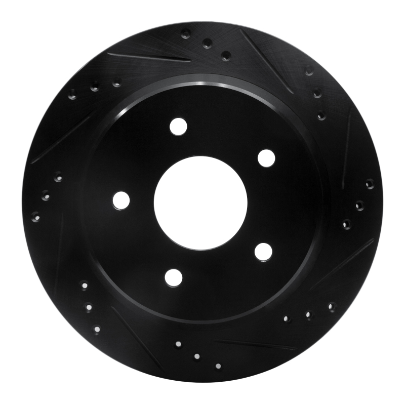 Chevrolet S10 Brake Rotor (1) - Rear Right - R1 Concepts - Drilled & Slotted - Black - `98-`05